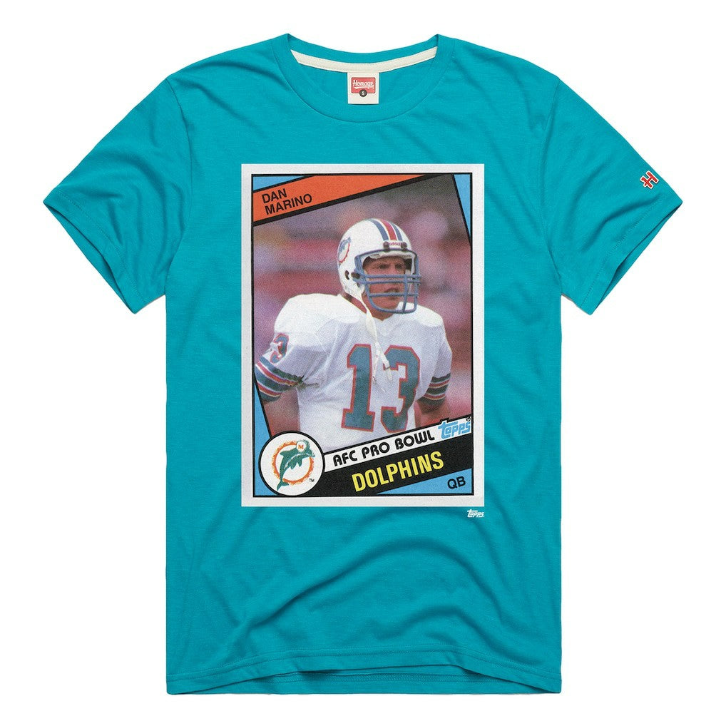 Dan Marino Miami Dolphins Homage Unisex NFL Topps Trading Card Tri-Blend T-Shirt Aqua | NFL