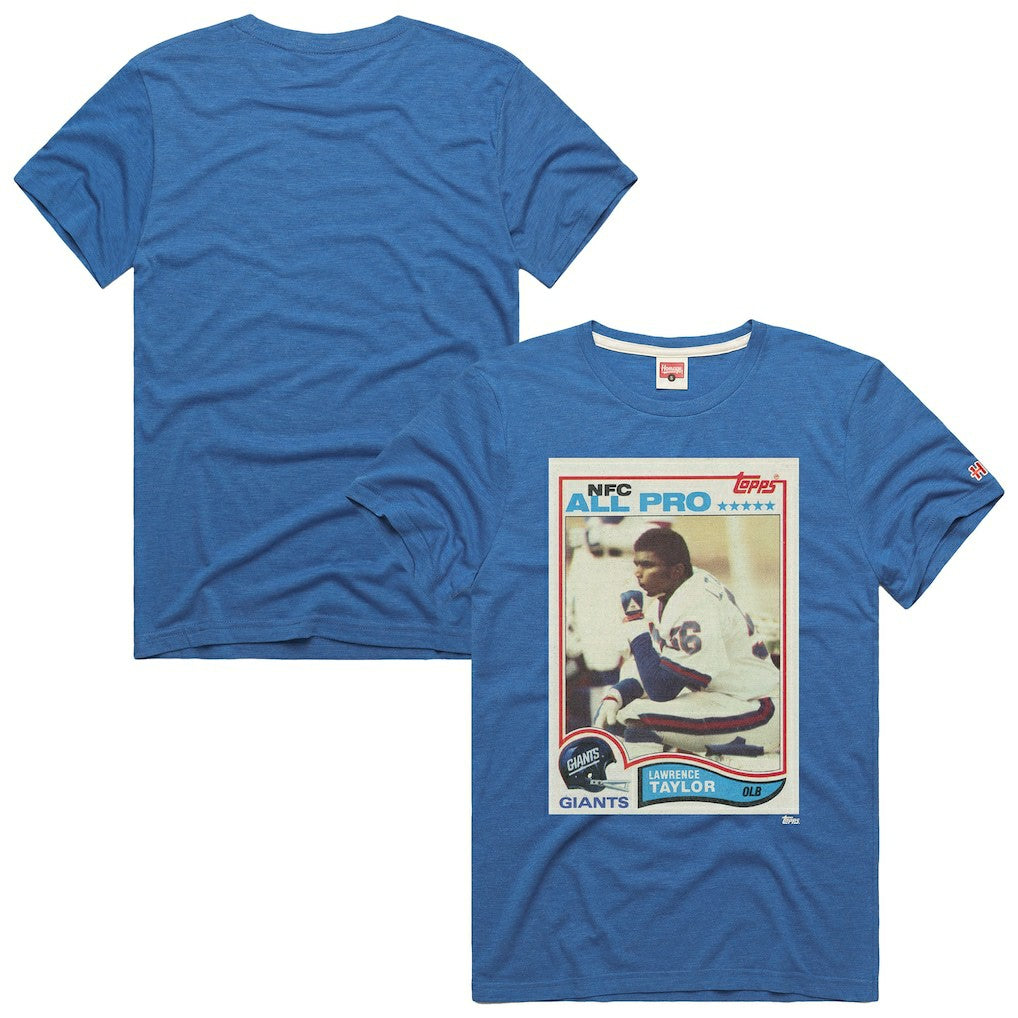 Lawrence Taylor New York Giants Homage Unisex NFL Topps Trading Card Tri-Blend T-Shirt Royal | NFL