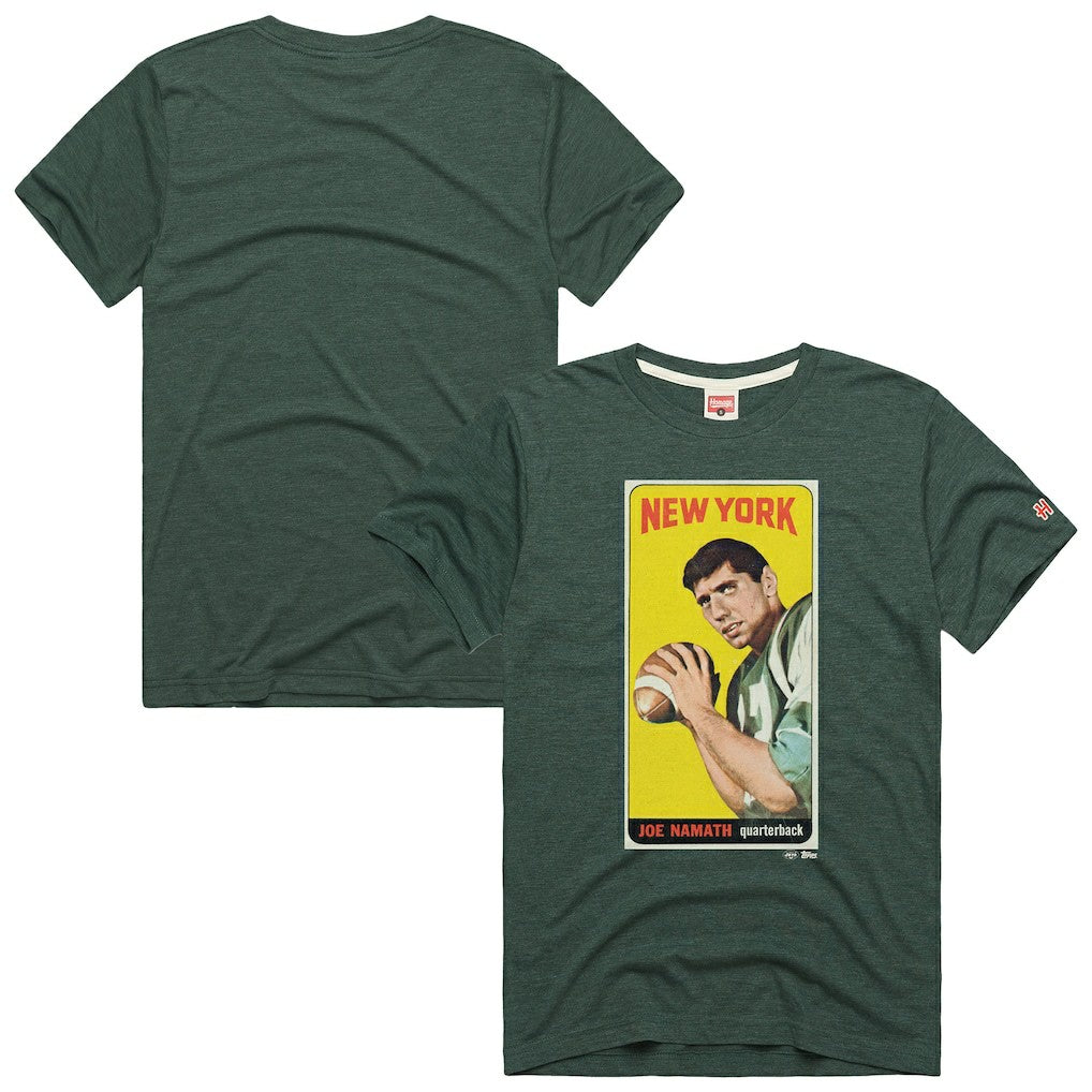 Joe Namath New York Jets Homage Unisex NFL Topps Trading Card Tri-Blend T-Shirt Green | NFL