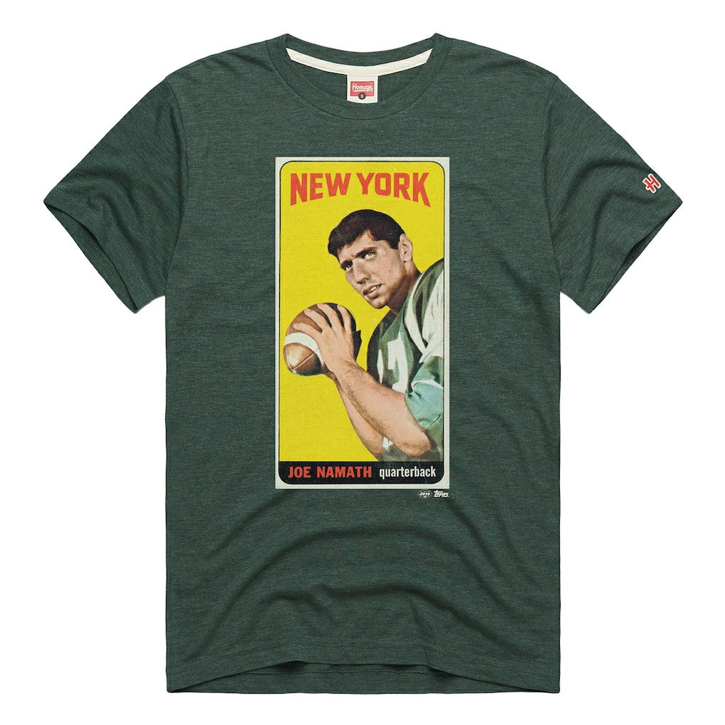 Joe Namath New York Jets Homage Unisex NFL Topps Trading Card Tri-Blend T-Shirt Green | NFL