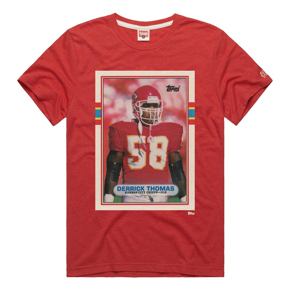Derrick Thomas Kansas City Chiefs Homage Unisex NFL Topps Trading Card Tri-Blend T-Shirt Red | NFL
