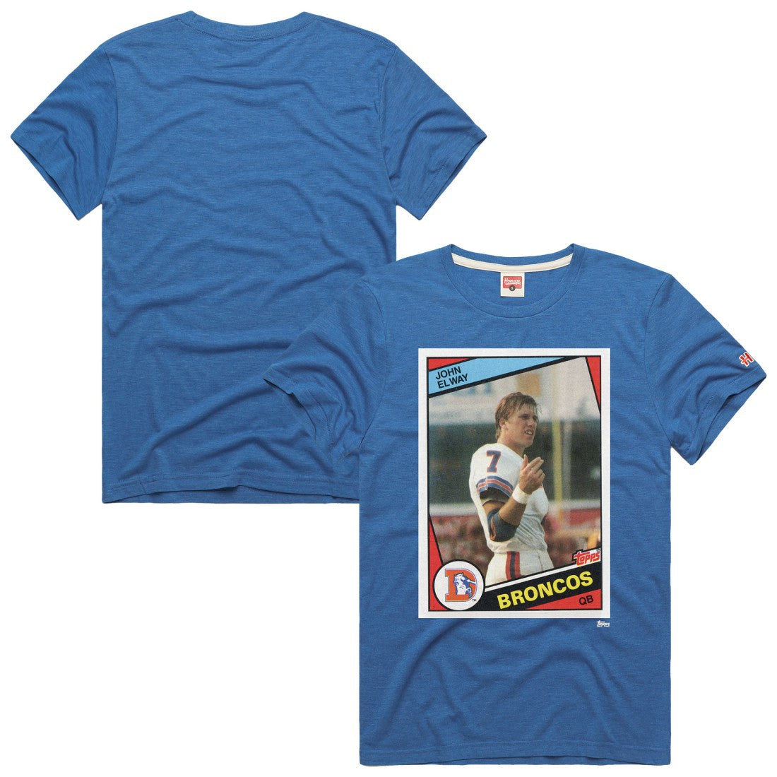 John Elway Denver Broncos Homage Unisex NFL Topps Trading Card Tri-Blend T-Shirt Royal | NFL