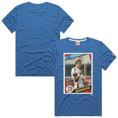 John Elway Denver Broncos Homage Unisex NFL Topps Trading Card Tri-Blend T-Shirt Royal | NFL