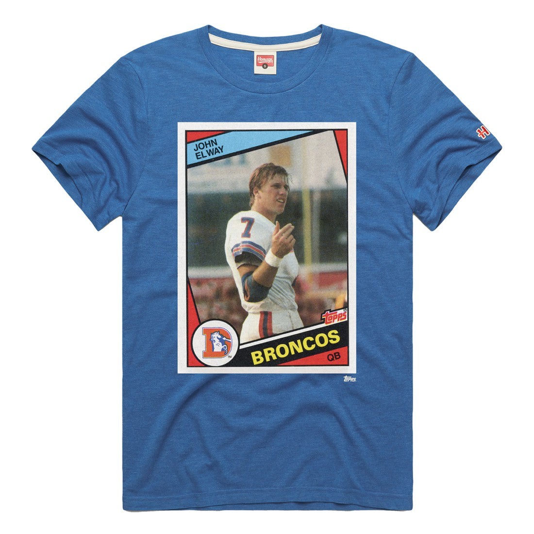 John Elway Denver Broncos Homage Unisex NFL Topps Trading Card Tri-Blend T-Shirt Royal | NFL