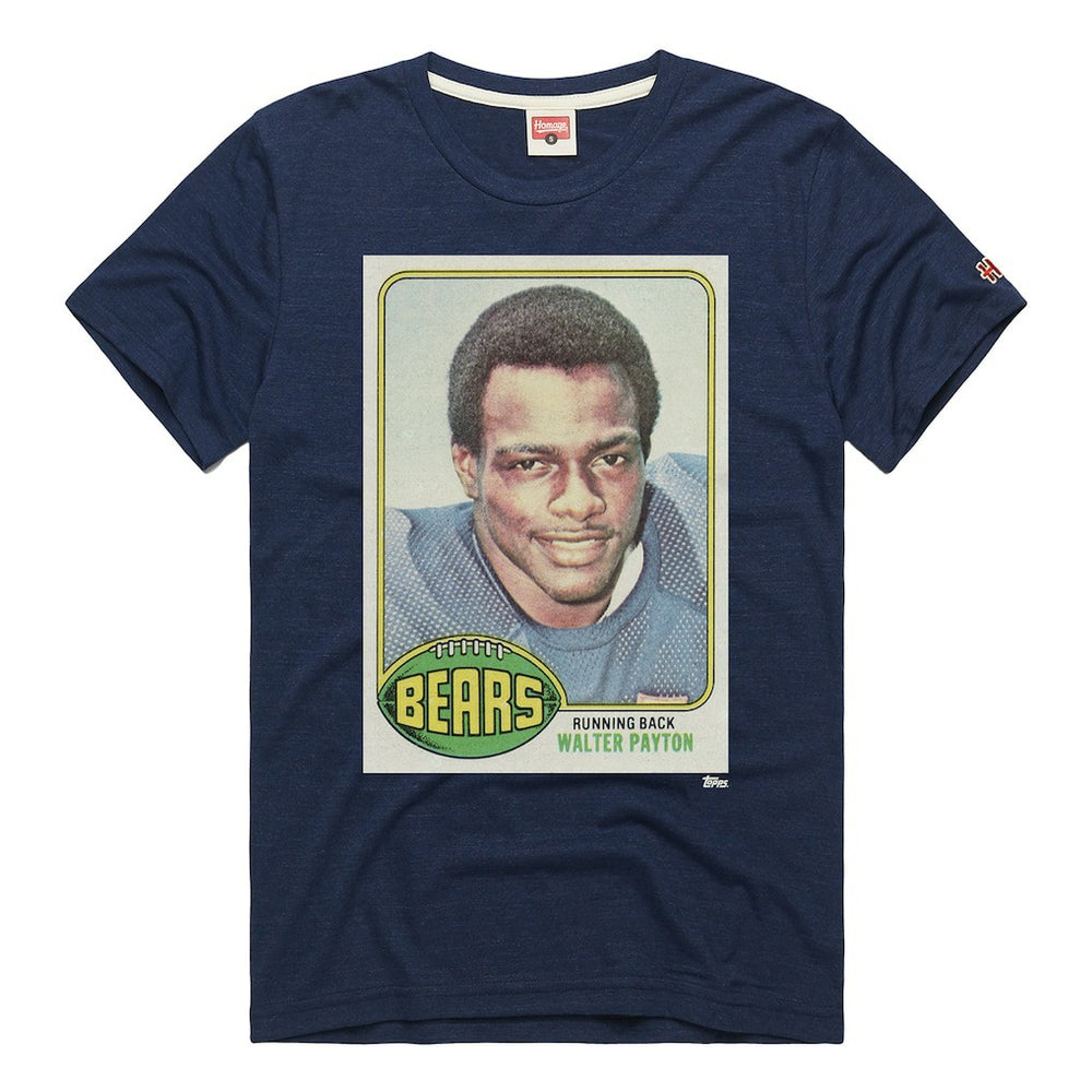 Walter Payton Chicago Bears Homage Unisex NFL Topps Trading Card Tri-Blend T-Shirt Navy | NFL