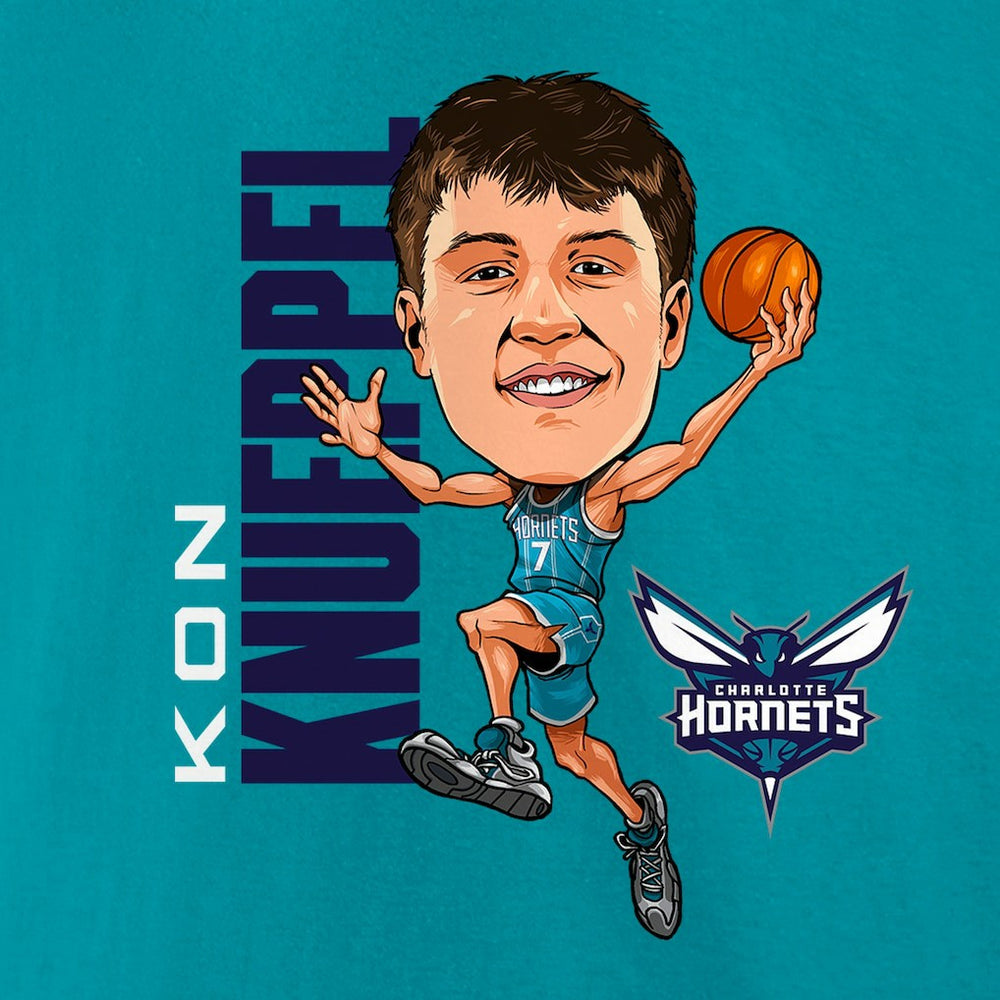 Kon Knueppel Charlotte Hornets Caricature T-Shirt Teal - NBA