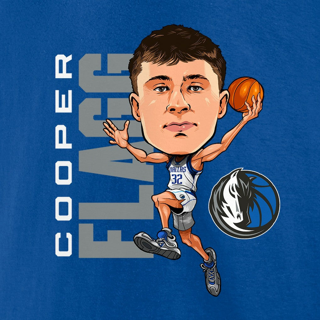 Cooper Flagg Dallas Mavericks Caricature T-Shirt Blue - NBA