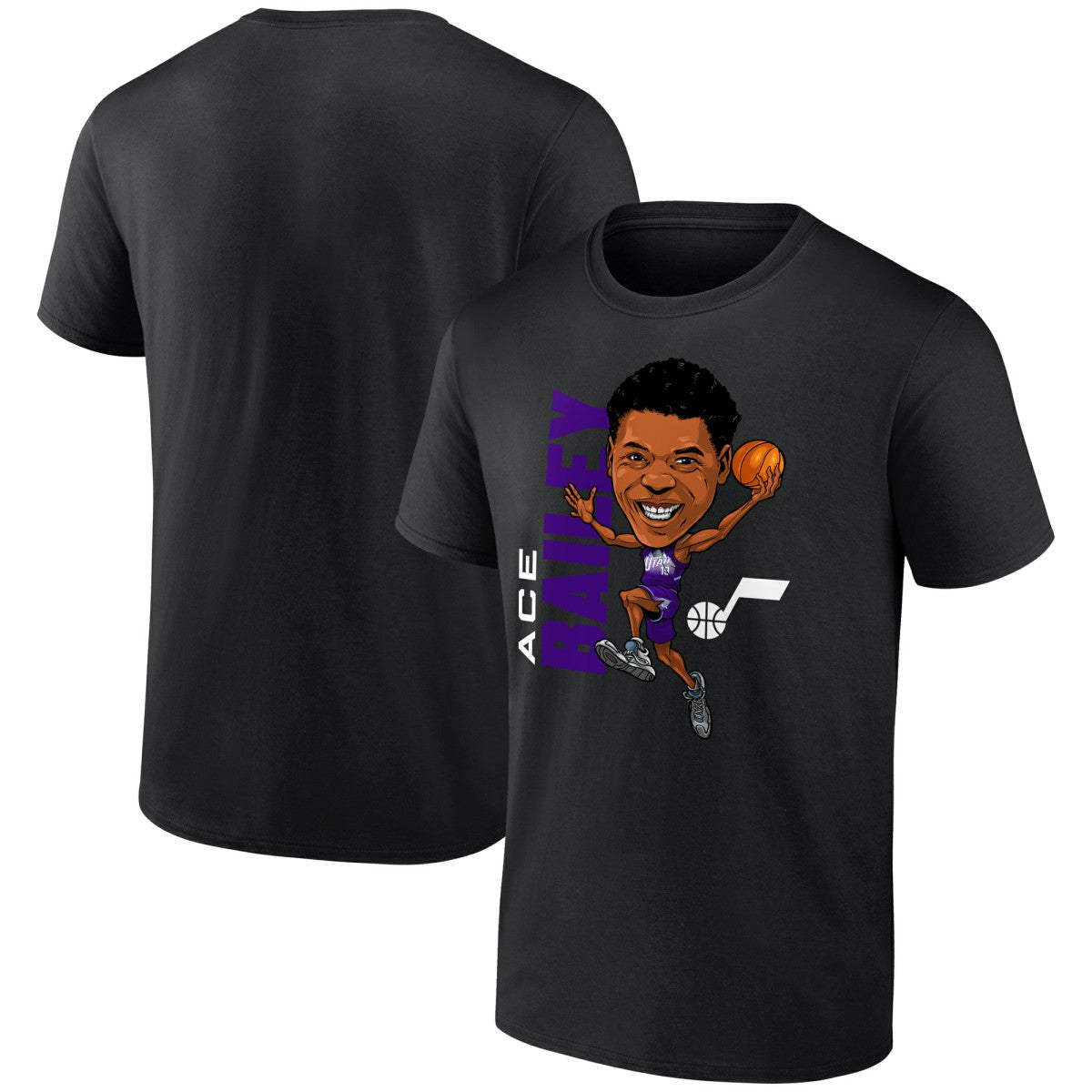 Ace Bailey Utah Jazz Caricature T-Shirt Black - NBA