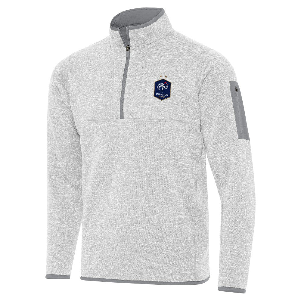 France National Team Antigua Elevate Quarter-Zip Pullover Heather Gray - FIFA World CUP