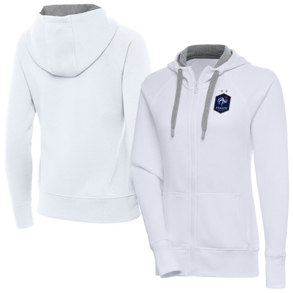 France National Team Antigua Women's Takeover Full-Zip Hoodie White - FIFA World CUP