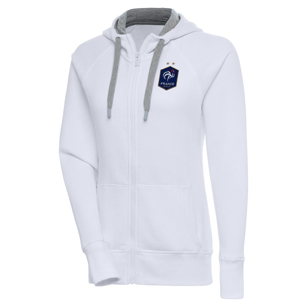 France National Team Antigua Women's Takeover Full-Zip Hoodie White - FIFA World CUP