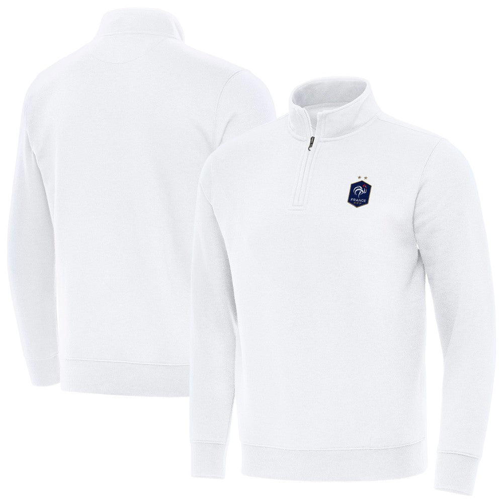 France National Team Antigua Landslide Quarter-Zip Pullover White - FIFA World CUP