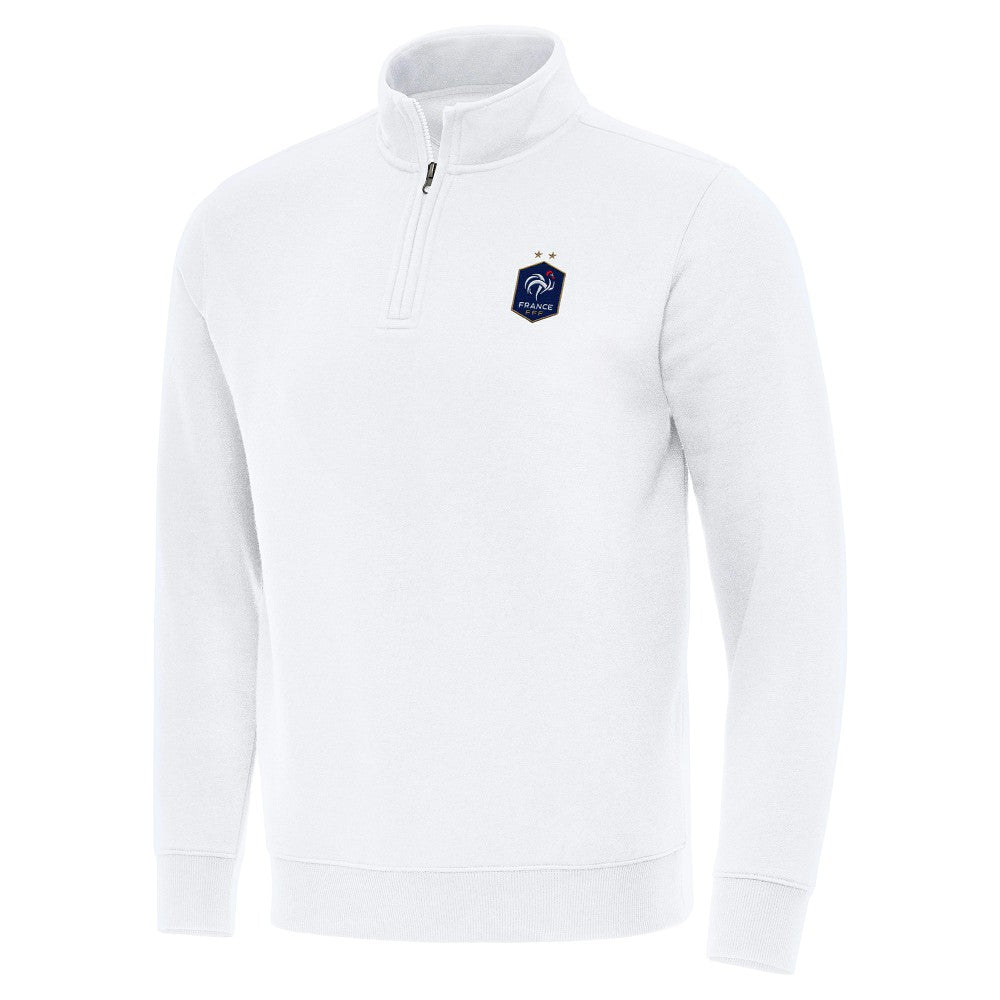 France National Team Antigua Landslide Quarter-Zip Pullover White - FIFA World CUP