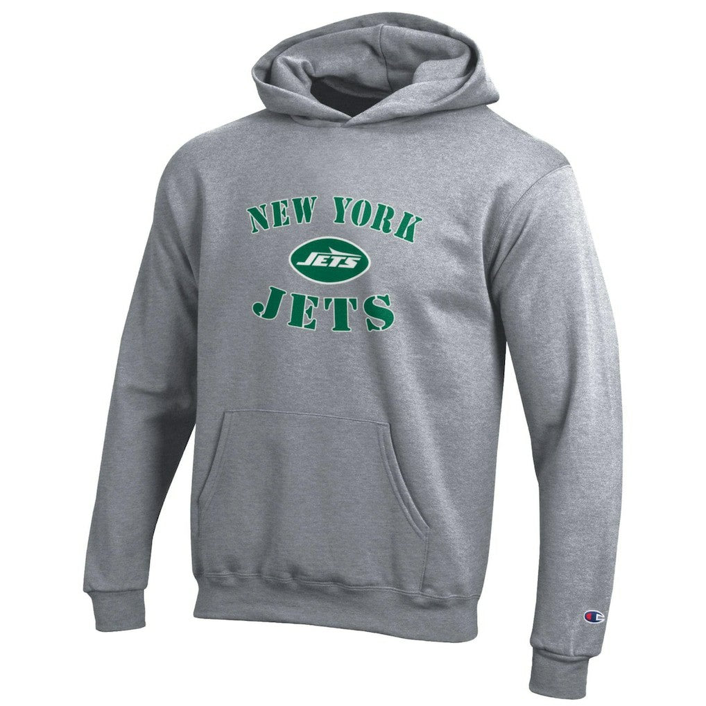 New York Jets Champion Youth Powerblend Fleece Hoodie Gray | NFL