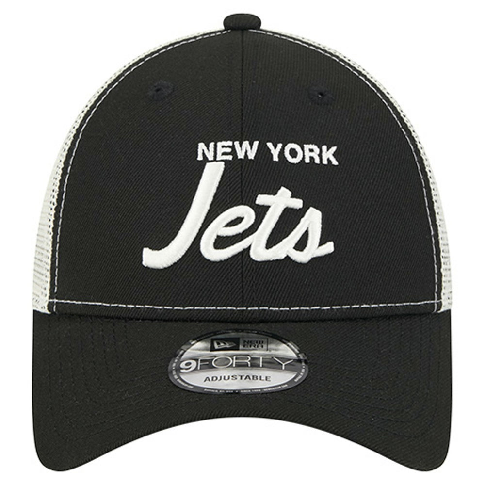 New York Jets New Era Apple Trucker 9FORTY Adjustable Hat Black | NFL