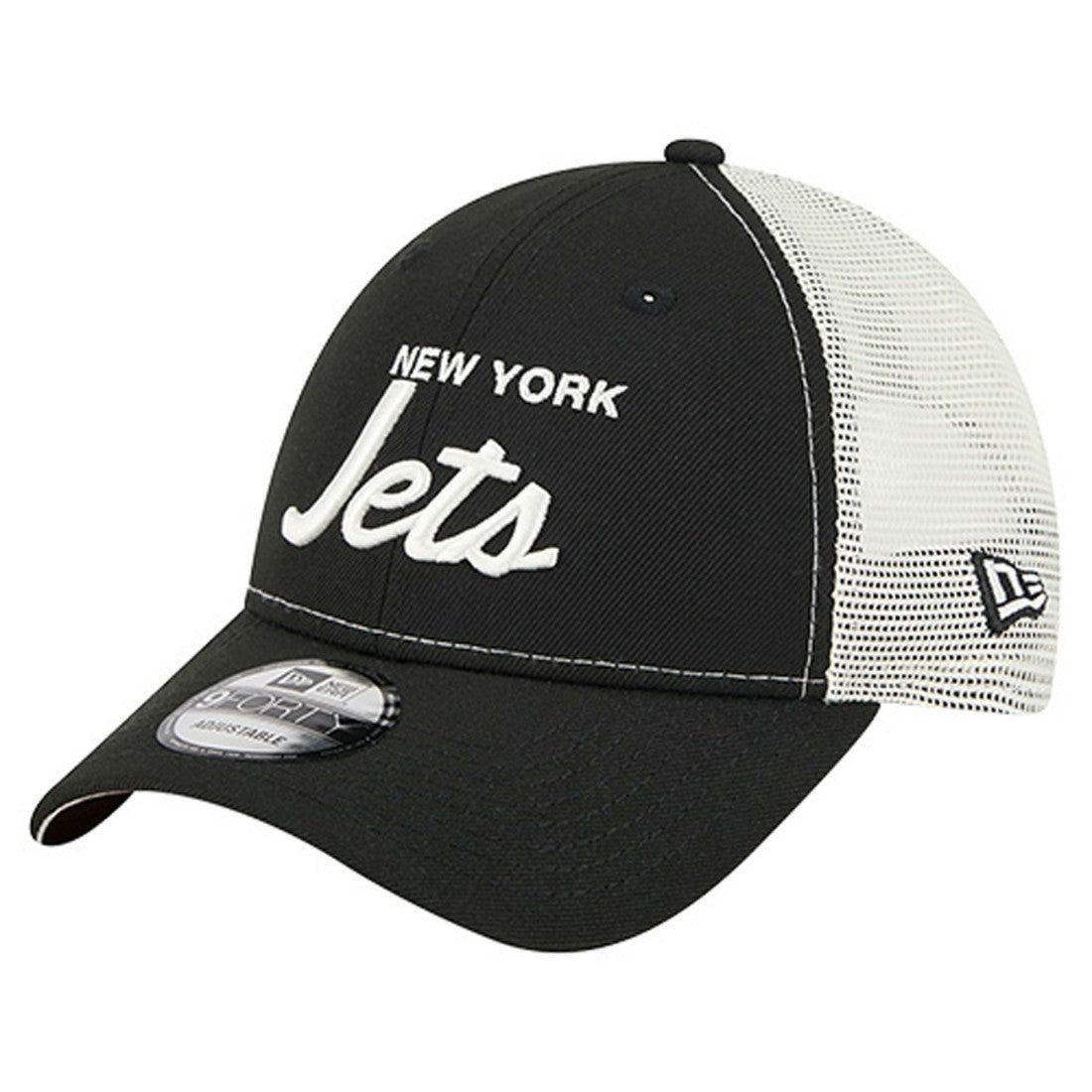 New York Jets New Era Apple Trucker 9FORTY Adjustable Hat Black | NFL