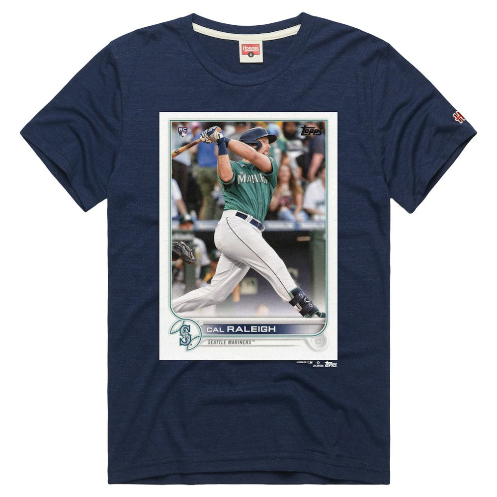 Cal Raleigh Seattle Mariners Homage Topps Baseball Card Player Tri-Blend T-Shirt - MLB