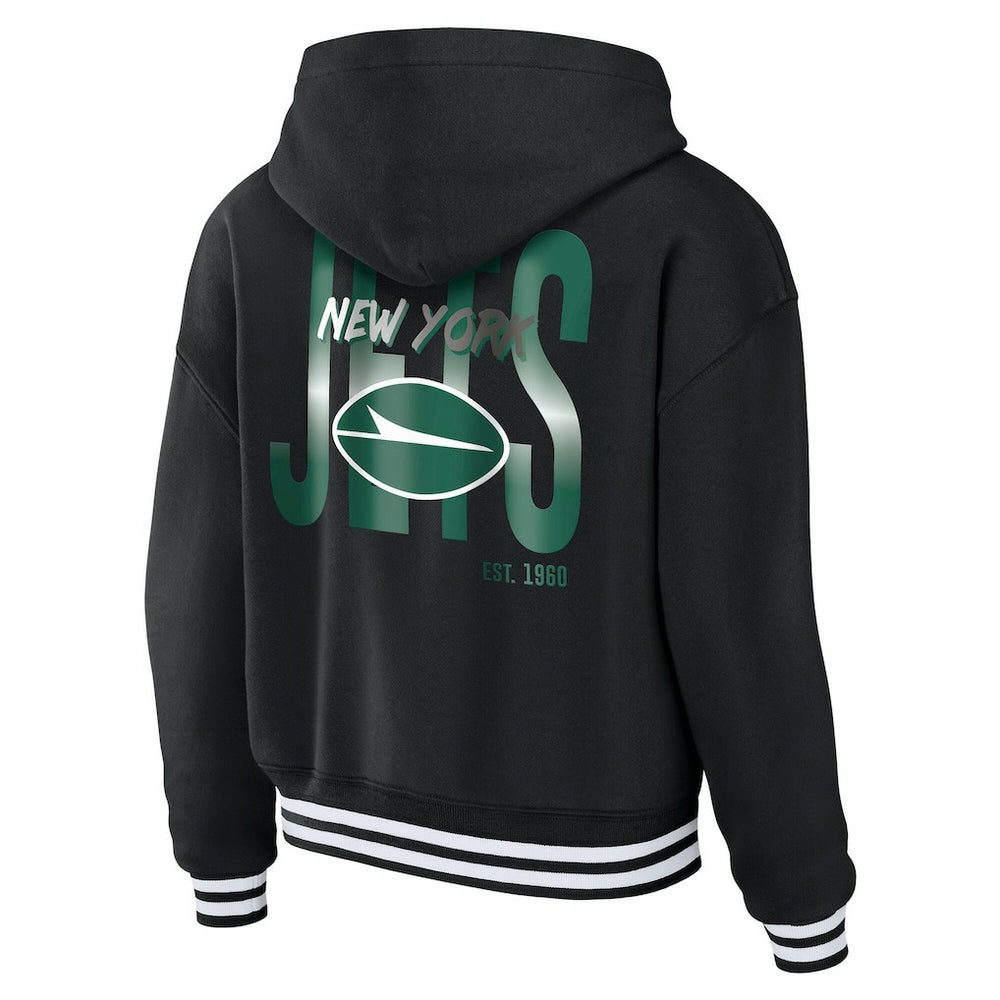 New York Jets WEAR by Erin Andrews Women's Lace-Up Fleece Hoodie Black | NFL