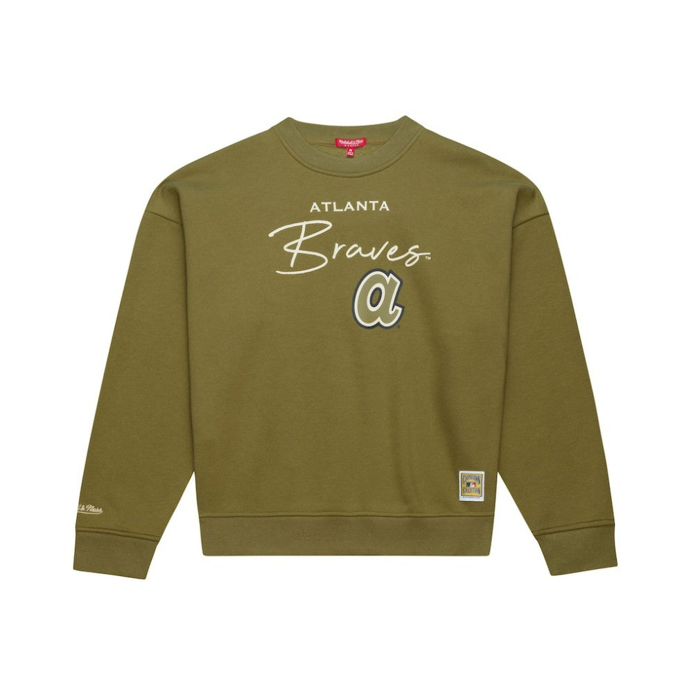 Atlanta Braves Mitchell & Ness Women's Oversized Crewneck Sweatshirt - MLB