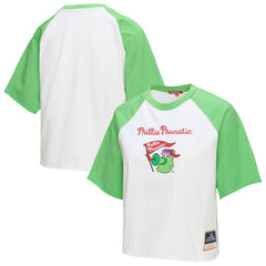Philadelphia Phillies Mitchell & Ness Women's Cropped Raglan Mascot Boxy T-Shirt - MLB