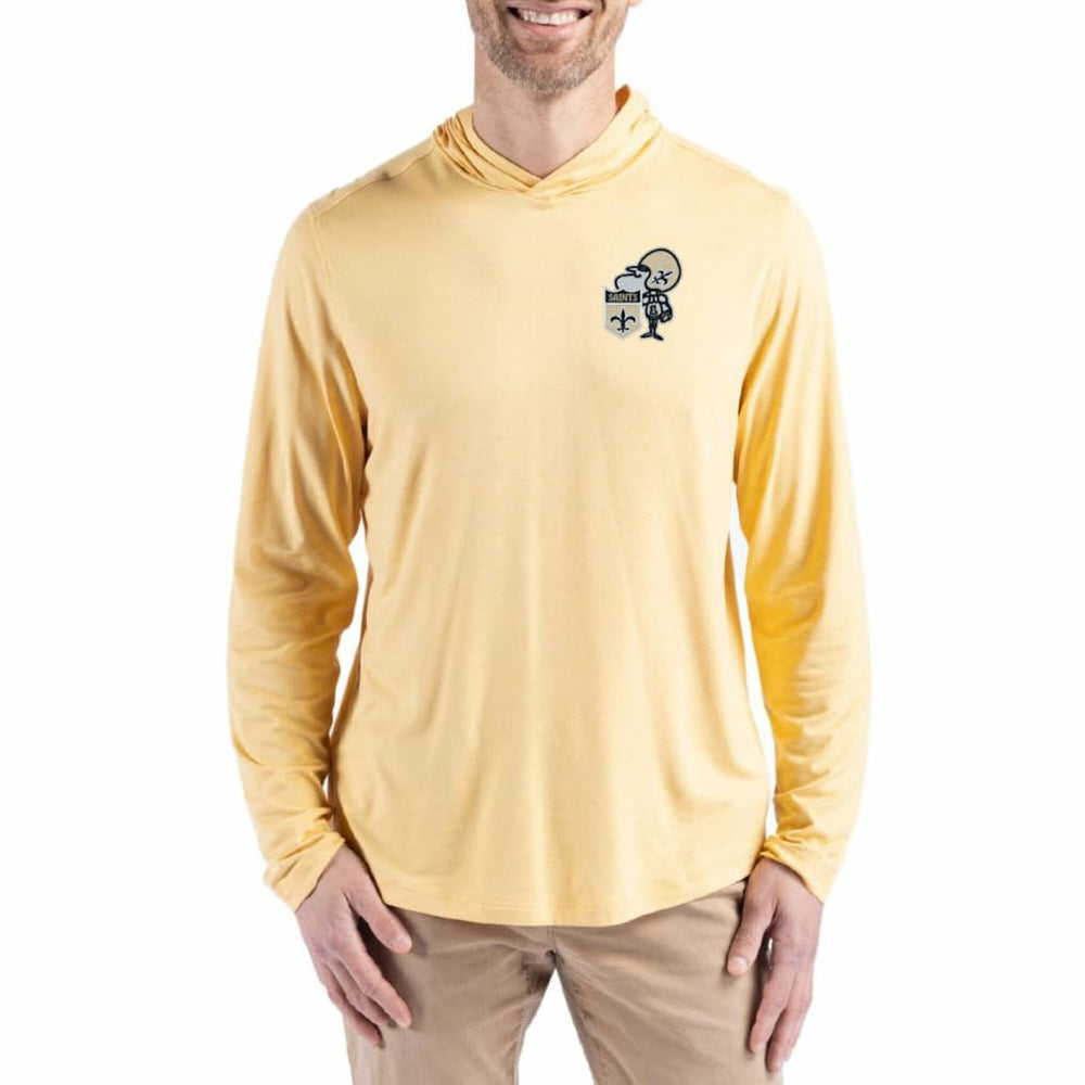 New Orleans Saints Cutter & Buck Throwback Logo Coastline Epic Comfort Eco Recycled Long Sleeve Hoodie T-Shirt Gold | NFL