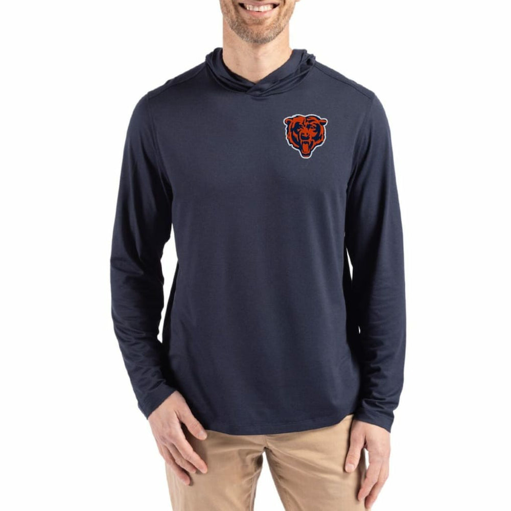 Chicago Bears Cutter & Buck Coastline Epic Comfort Eco Recycled Long Sleeve Hoodie T-Shirt Navy | NFL