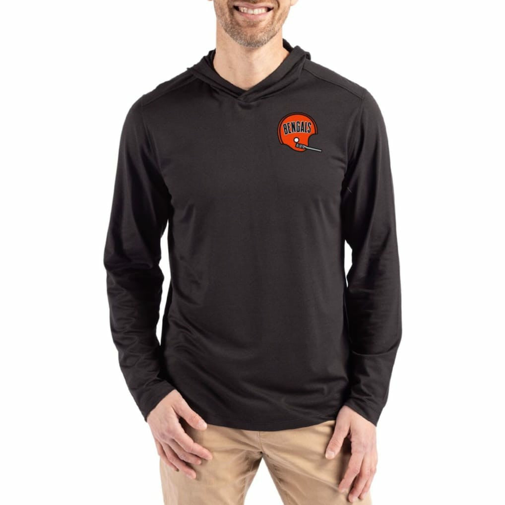 Cincinnati Bengals Cutter & Buck Coastline Epic Comfort Eco Recycled Long Sleeve Hoodie T-Shirt Black | NFL