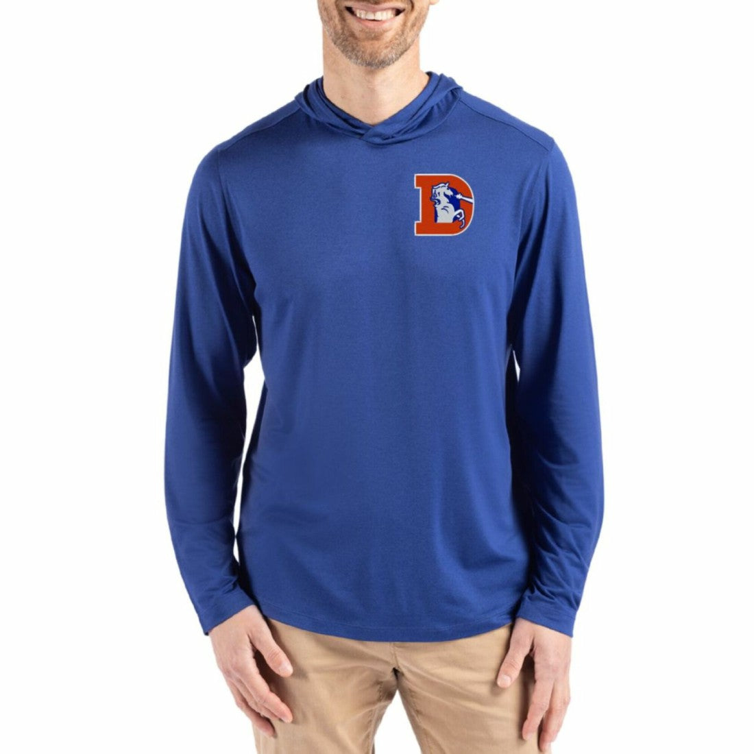 Denver Broncos Cutter & Buck Coastline Epic Comfort Eco Recycled Long Sleeve Hoodie T-Shirt Blue | NFL