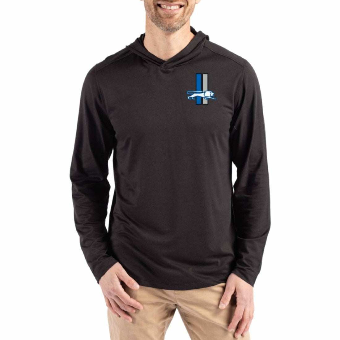 Detroit Lions Cutter & Buck Coastline Epic Comfort Eco Recycled Long Sleeve Hoodie T-Shirt Black | NFL