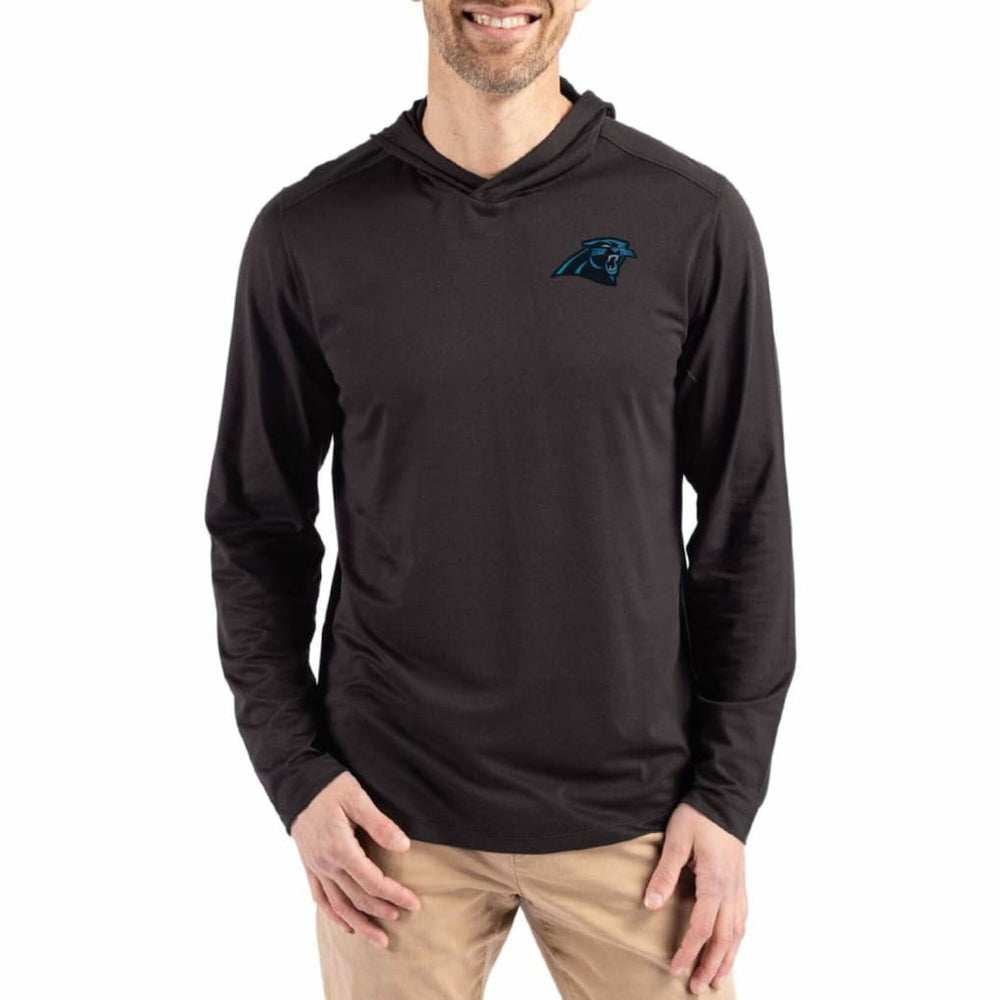 Carolina Panthers Cutter & Buck Coastline Epic Comfort Eco Recycled Long Sleeve Hoodie T-Shirt Black | NFL