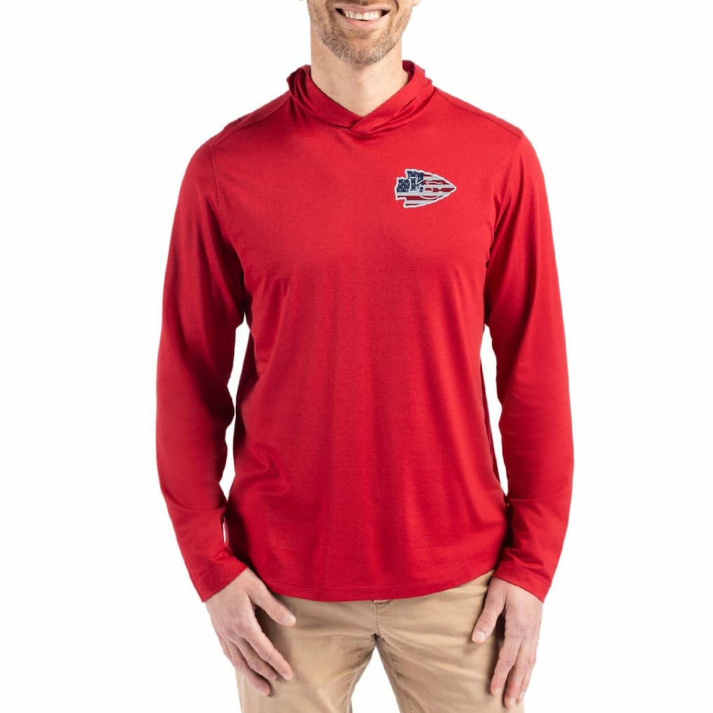 Kansas City Chiefs Cutter & Buck Americana Coastline Epic Comfort Eco Recycled Long Sleeve Hoodie T-Shirt Red | NFL