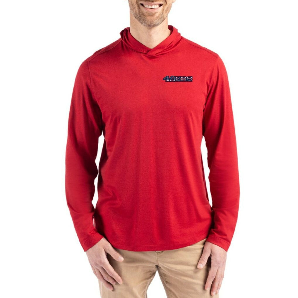 San Francisco 49ers Cutter & Buck Americana Coastline Epic Comfort Eco Recycled Long Sleeve Hoodie T-Shirt Red | NFL