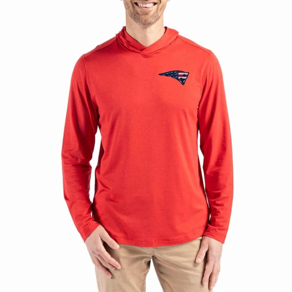 New England Patriots Cutter & Buck Americana Coastline Epic Comfort Eco Recycled Long Sleeve Hoodie T-Shirt Red | NFL