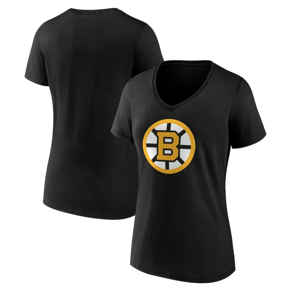 Boston Bruins Women's Essential V-Neck T-Shirt - Black - NHL