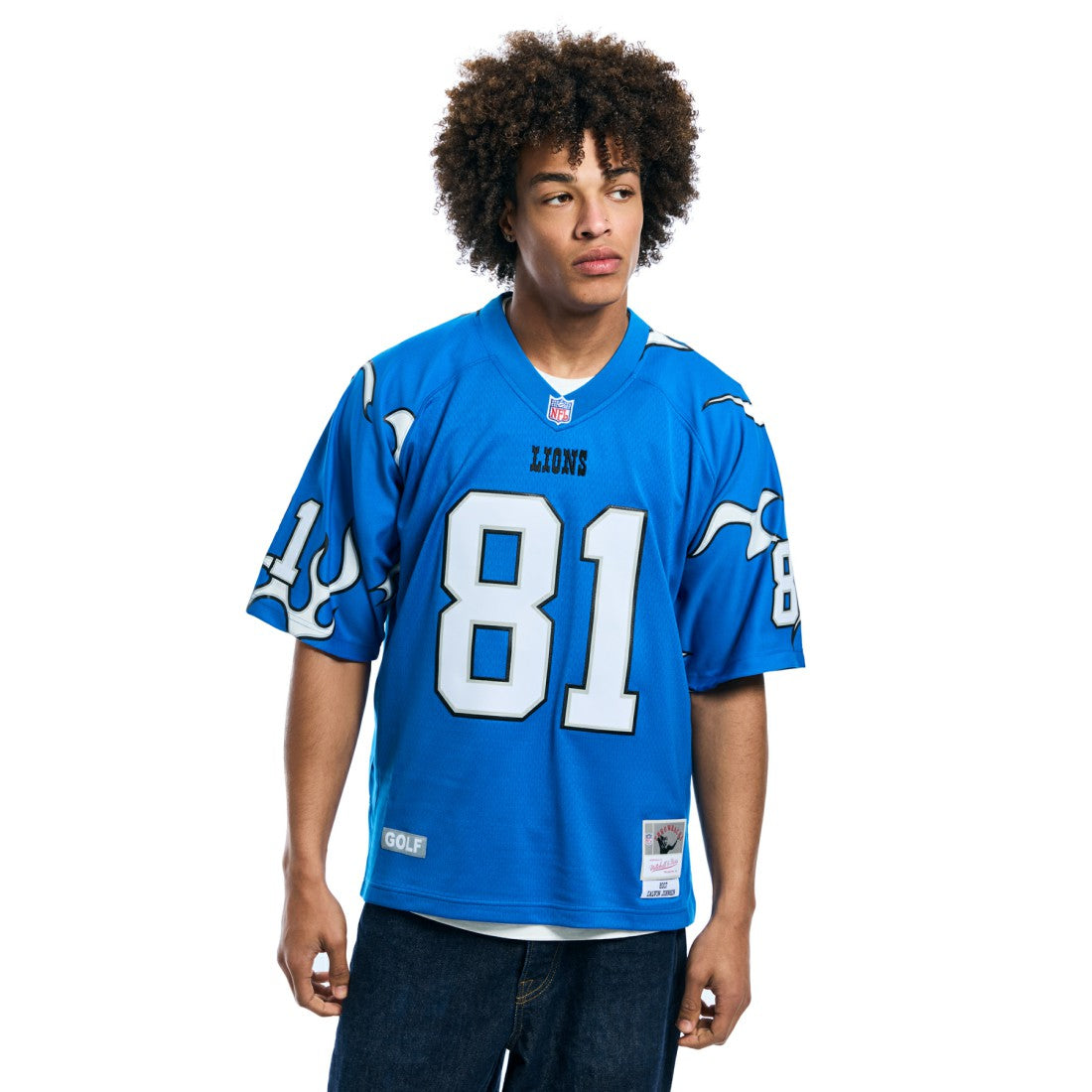 Calvin Johnson Detroit Lions x Golf Wang Unisex 2007 Legacy Fashion Jersey Blue | Mitchell & Ness