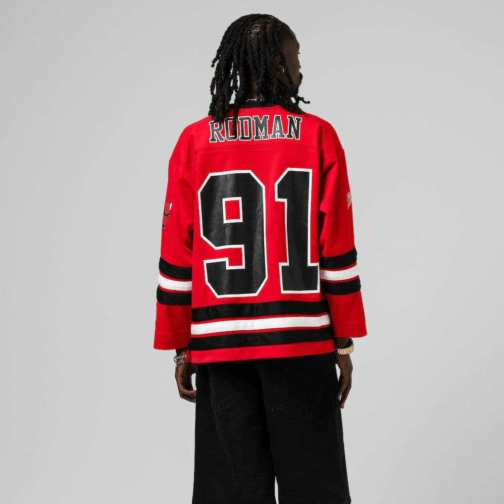 Dennis Rodman Chicago Bulls Unisex Maxxed Out Fashion Hockey Jersey Red - NBA