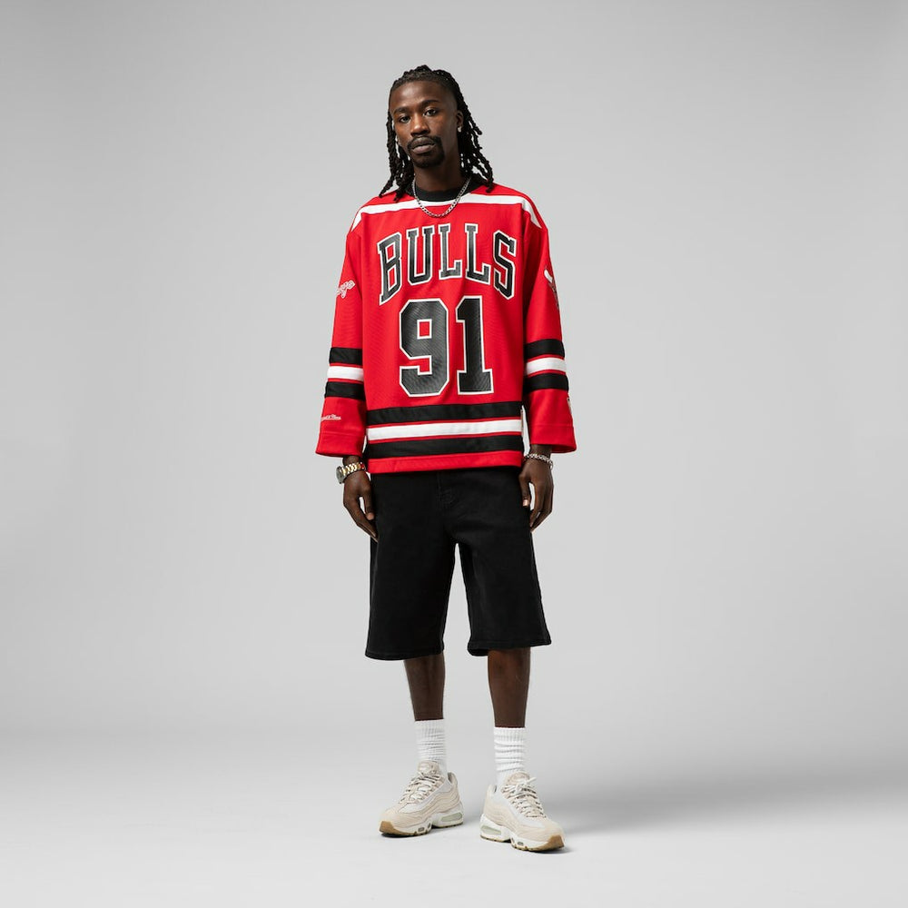 Dennis Rodman Chicago Bulls Unisex Maxxed Out Fashion Hockey Jersey Red - NBA