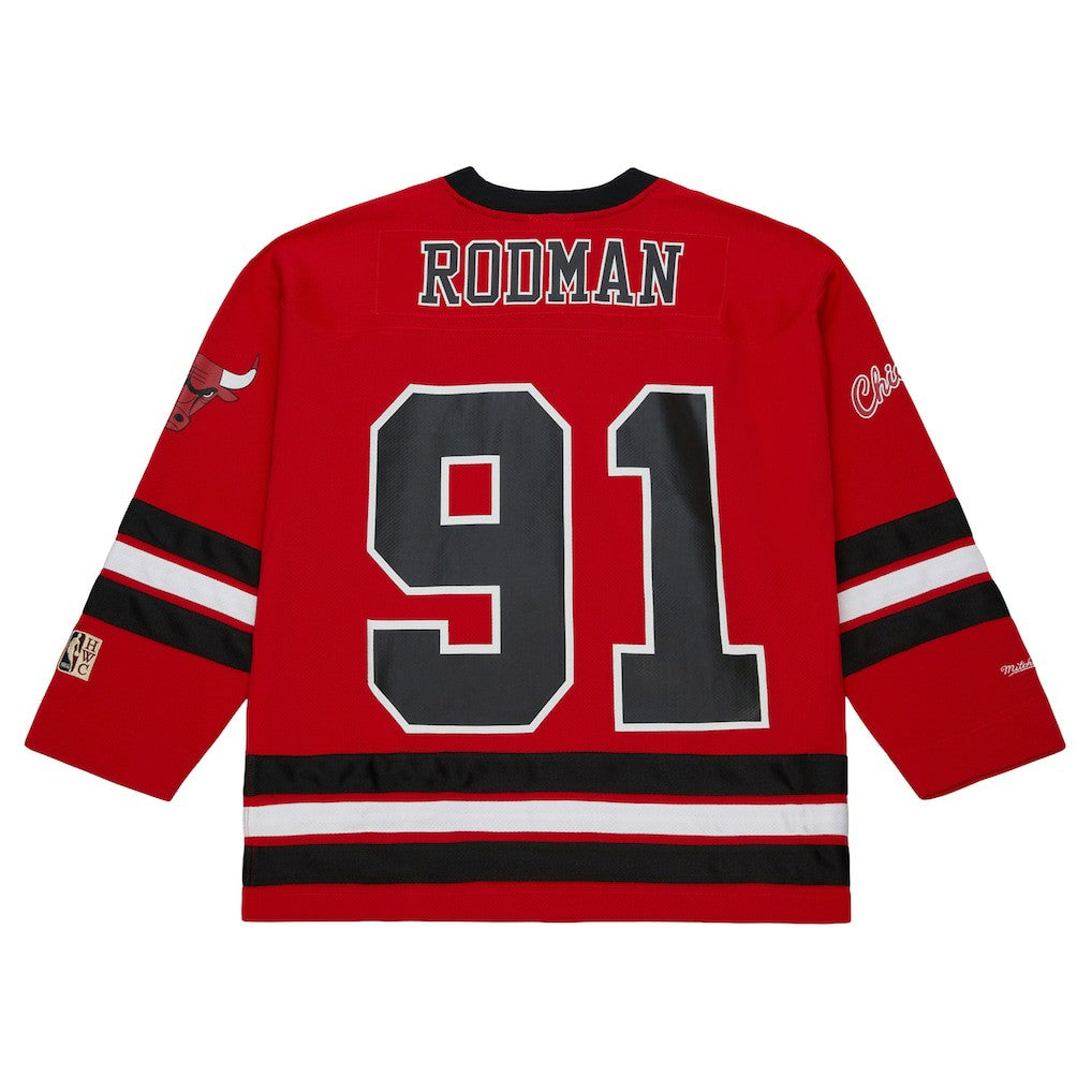 Dennis Rodman Chicago Bulls Unisex Maxxed Out Fashion Hockey Jersey Red - NBA