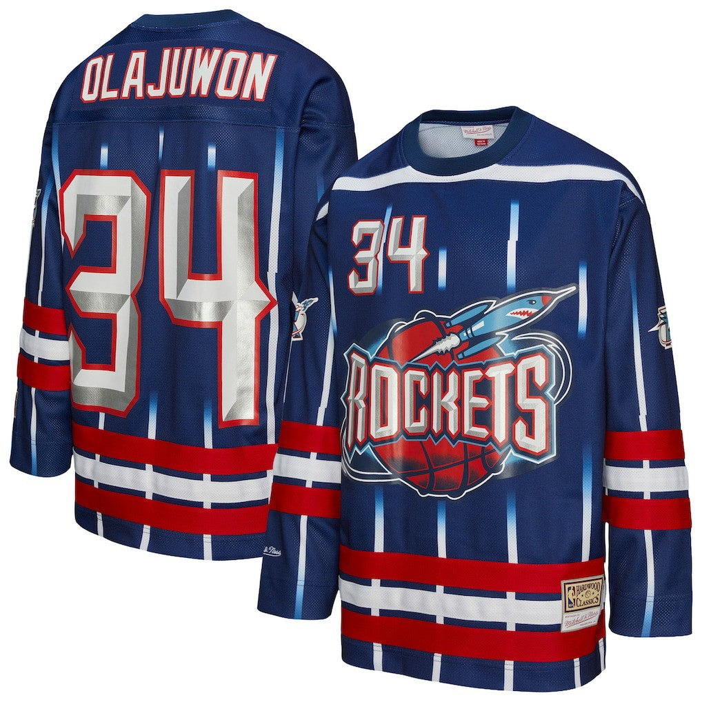Hakeem Olajuwon Houston Rockets Unisex Maxxed Out Fashion Hockey Jersey Navy - NBA