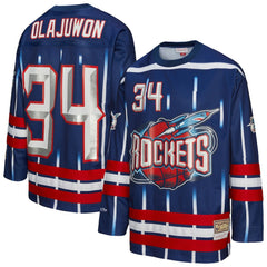 Hakeem Olajuwon Houston Rockets Unisex Maxxed Out Fashion Hockey Jersey Navy - NBA