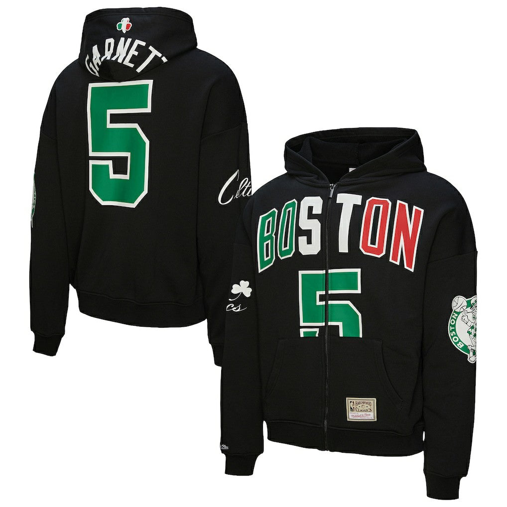 Kevin Garnett Boston Celtics Unisex Hardwood Classics Maxxed Out Full-Zip Hoodie Black - NBA
