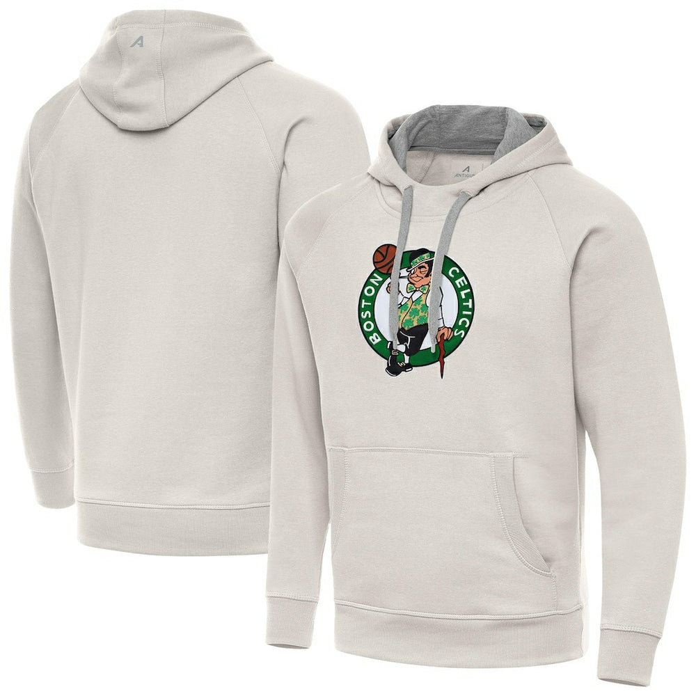 Boston Celtics Antigua Big Logo Victory Pullover Hoodie Cream - NBA