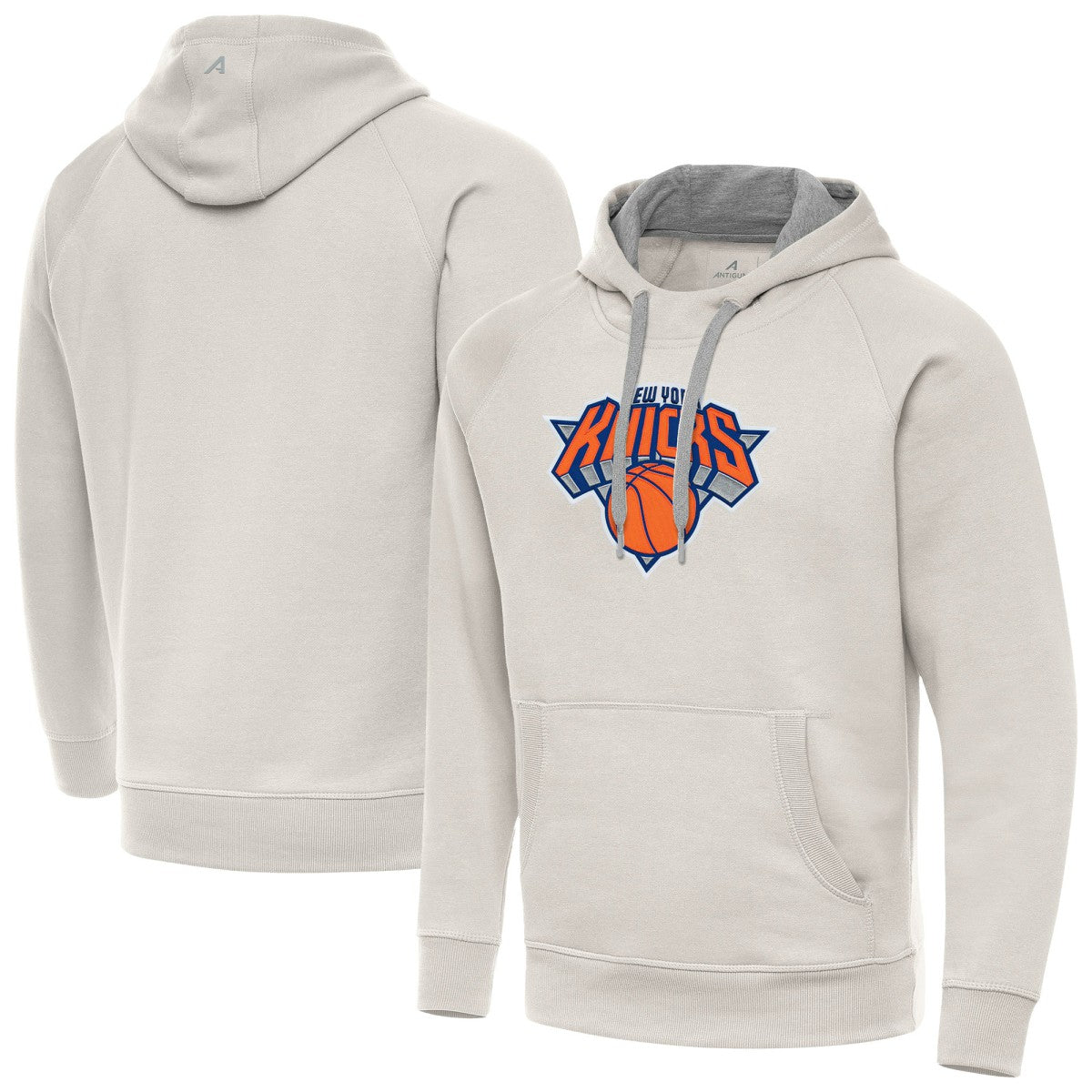 New York Knicks Antigua Big Logo Victory Pullover Hoodie Cream - NBA