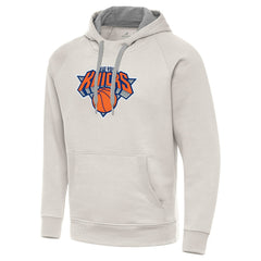 New York Knicks Antigua Big Logo Victory Pullover Hoodie Cream - NBA