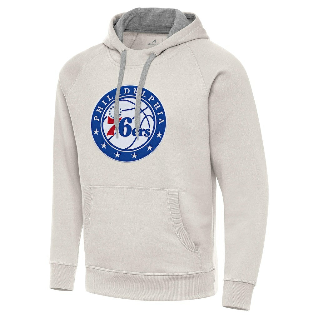 Philadelphia 76ers Antigua Big Logo Victory Pullover Hoodie Cream - NBA