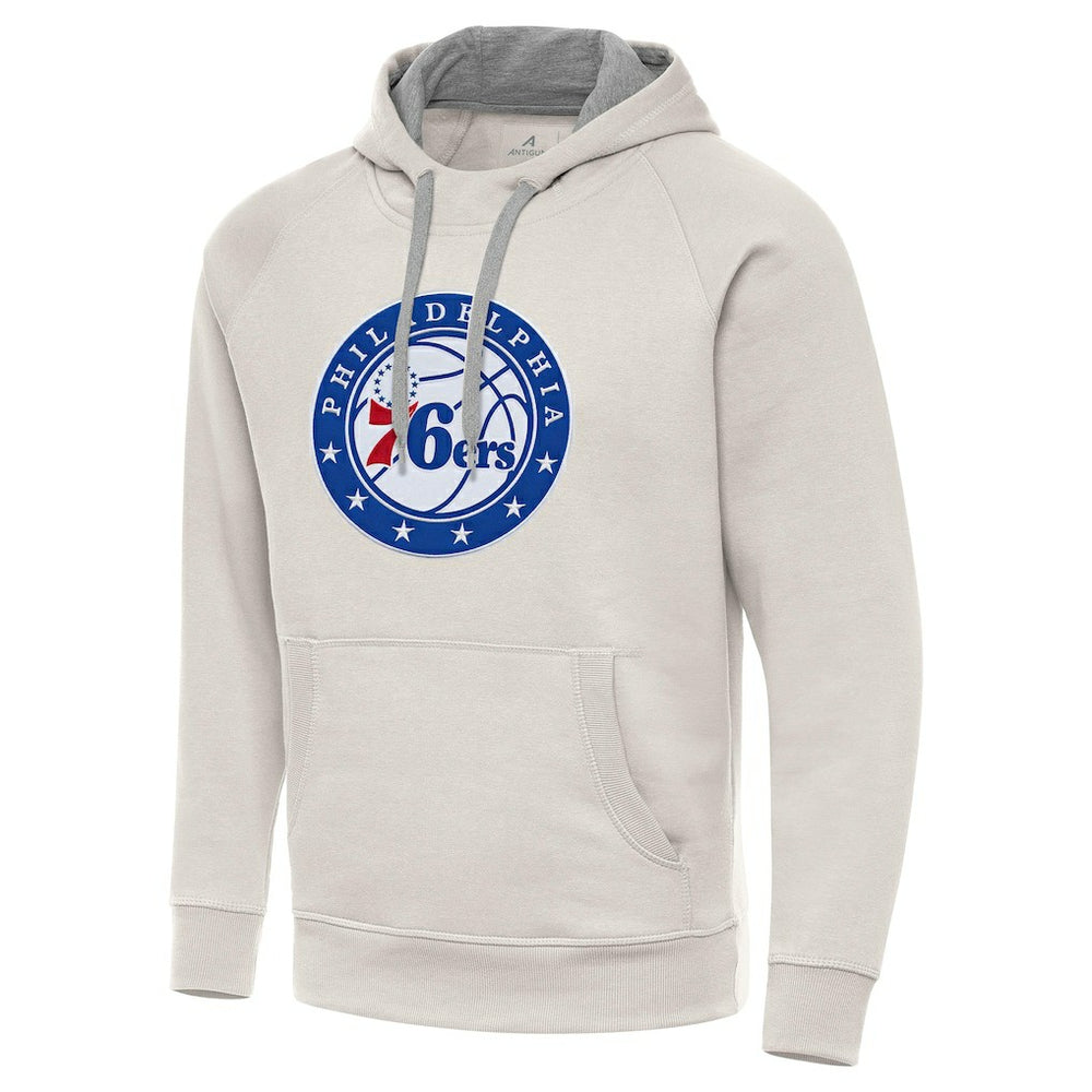 Philadelphia 76ers Antigua Big Logo Victory Pullover Hoodie Cream - NBA