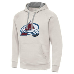 Colorado Avalanche Antigua Big Logo Victory Pullover Hoodie - Cream - NHL