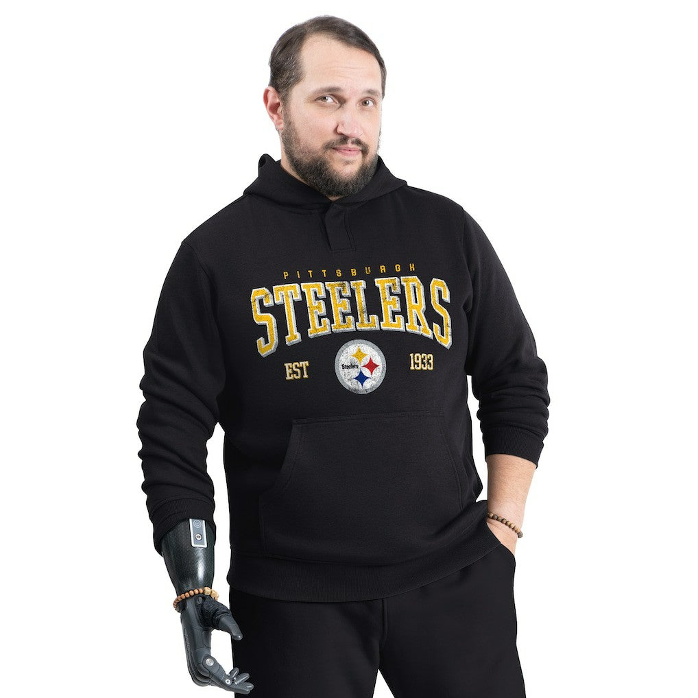 Pittsburgh Steelers G-III Sports by Carl Banks Adaptive Team Spirit Graphic Fleece Pullover Hoodie Black | NFL