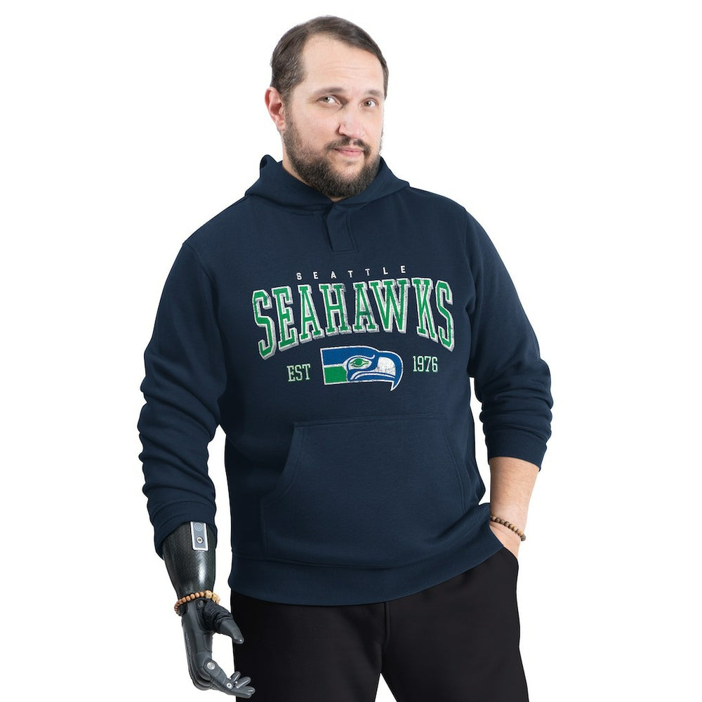 Seattle Seahawks G-III Sports by Carl Banks Adaptive Team Spirit Graphic Fleece Pullover Hoodie College Navy | NFL