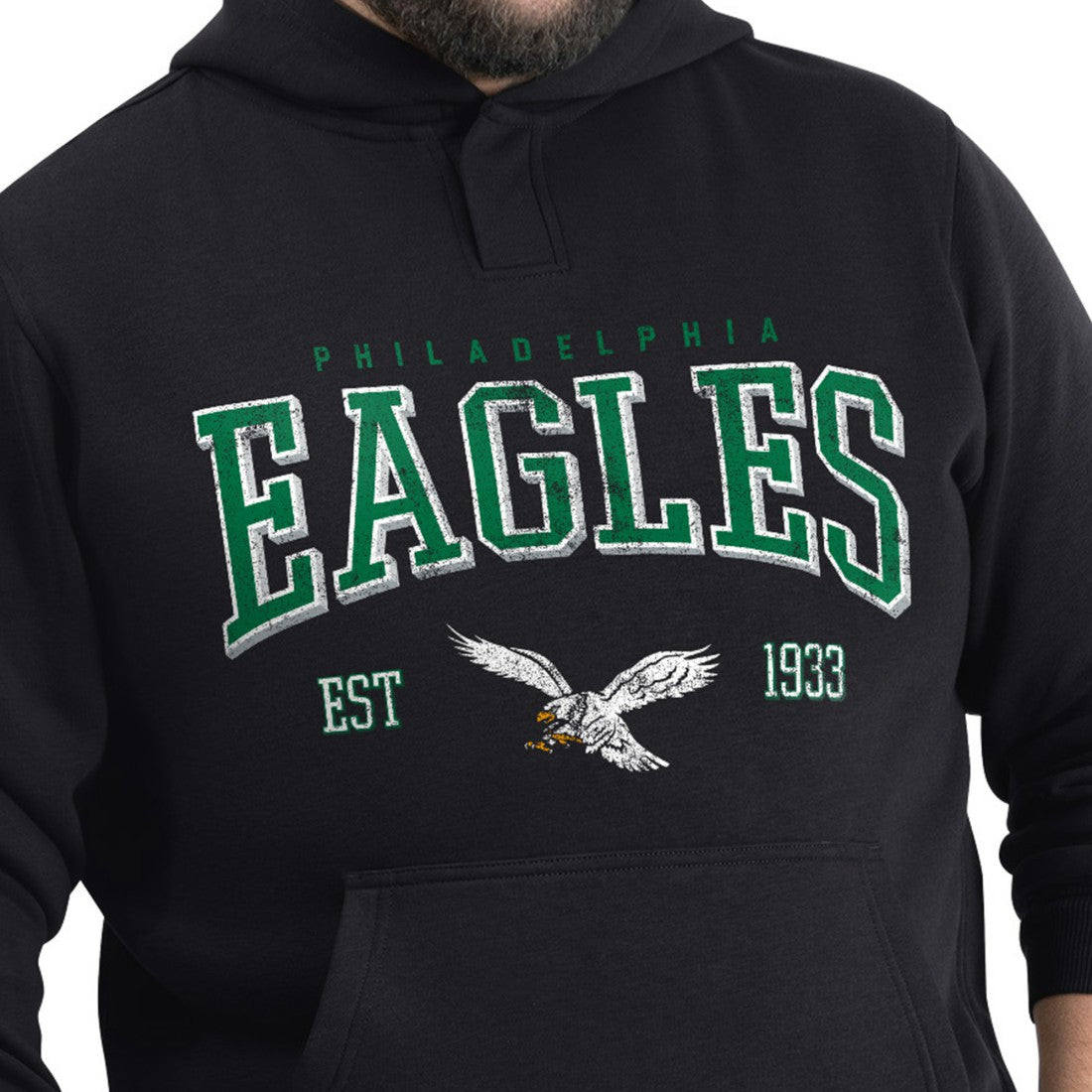 Philadelphia Eagles G-III Sports by Carl Banks Adaptive Team Spirit Graphic Fleece Pullover Hoodie Black | NFL
